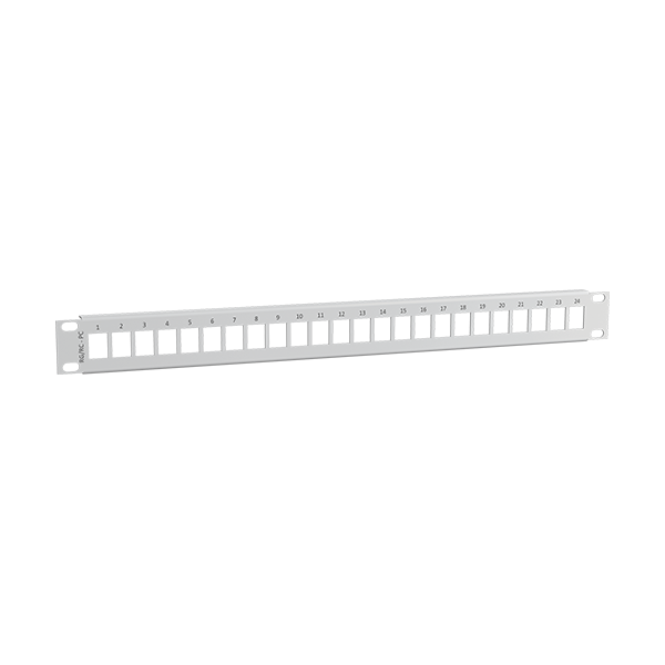 PANNEAU RAQUITED 19'' P/24 RJ45 S/ GUIDE GRIS 1U